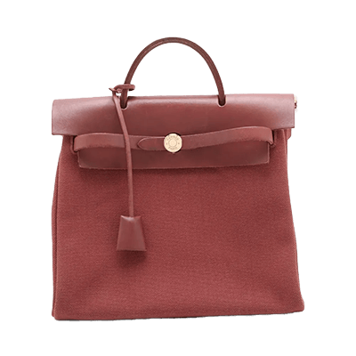 エルメス エールバッグアドPM トワルオフィシエxレザー ブラウン ゴールド