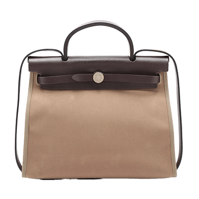 エルメス エールバッグジップPM トワルオフィシエ×カーフレザー カーキ シルバー