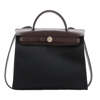 エルメス エールバッグジップPM トワルオフィシエ×カーフレザー ブラック シルバー