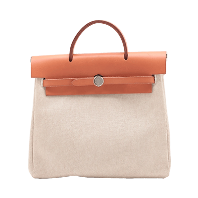 エルメス エールバッグアドPM トワルアッシュ×レザー ベージュ シルバー