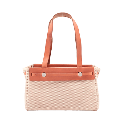 エルメス エールバッグ カバスPM トワルGM×カーフレザー ベージュ シルバー