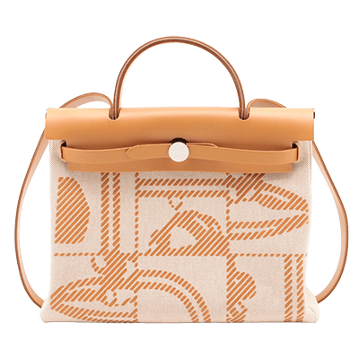 エルメス エールバッグジップPM トワルアッシュレリーフ×ヴァッシュハンター ベージュ シルバー