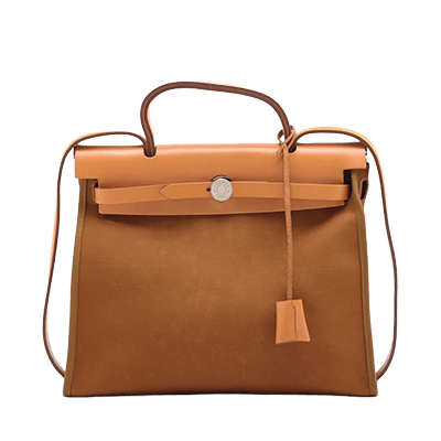 エルメス エールバッグジップPM トワルオフィシエxレザー ブラウン T:2015年