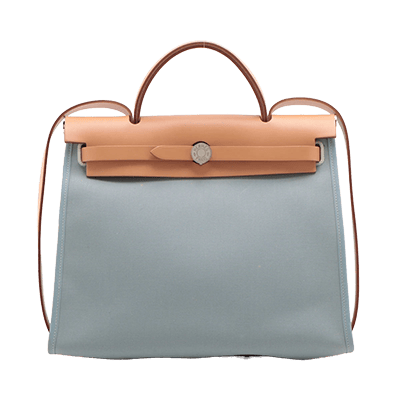 エルメス エールバッグジップPM トワルオフィシエ×ヴァッシュハンター ベージュ×ブルー シルバー