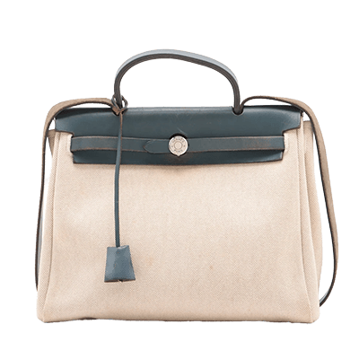 エルメス エールバッグPM トワルアッシュ×レザー ネイビー シルバー