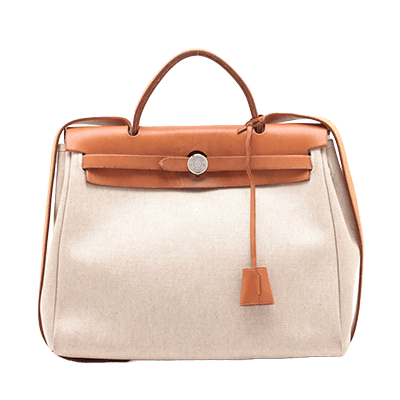 エルメス エールバッグPM トワルアッシュ×レザー ブラウン シルバー