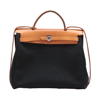 エルメス エールバッグPM トワルオフィシエ×カーフレザー ネイビー×ブラウン シルバー