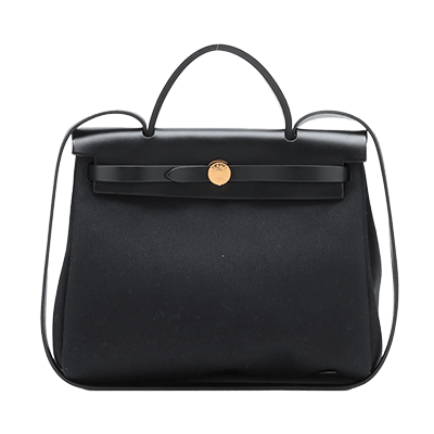 エルメス エールバッグジップPM トワルミリタリー×レザー ブラック ゴールド