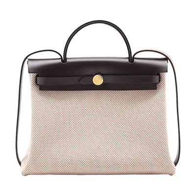 エルメス エールバッグジップPM トワルGM×カーフレザー ブラウン ゴールド