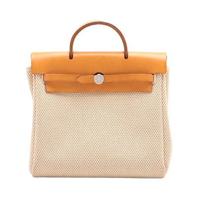 エルメス エールバッグアドPM トワルGMxレザー ブラウン シルバー