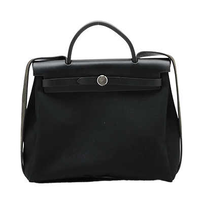 エルメス エールバッグPM トワルオフィシエ×カーフレザー ブラック シルバー