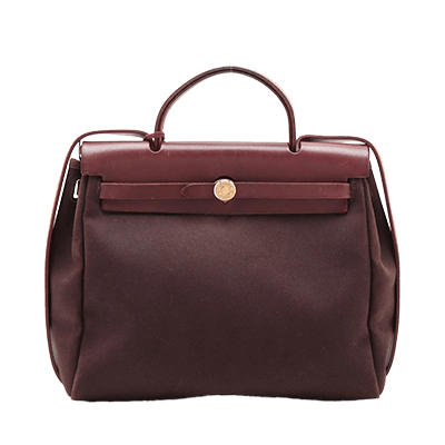 エルメス エールバッグPM トワルオフィシエ×カーフレザー ブラウン ゴールド