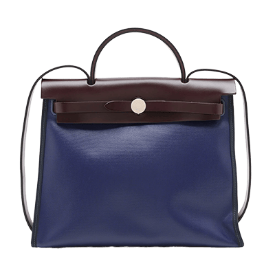 エルメス エールバッグジップPM トワルアッシュベルリンヌ×カーフレザー ブルーアンクル×ブラック シルバー