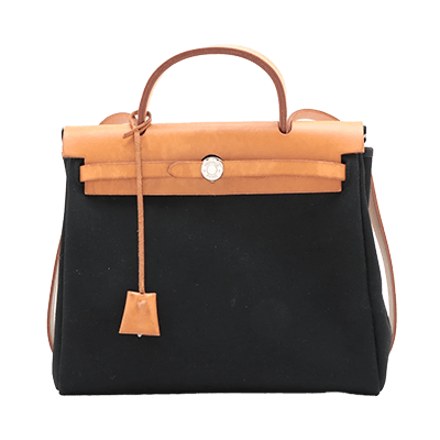 エルメス エールバッグPM トワルオフィシエ×カーフレザー ブラック シルバー