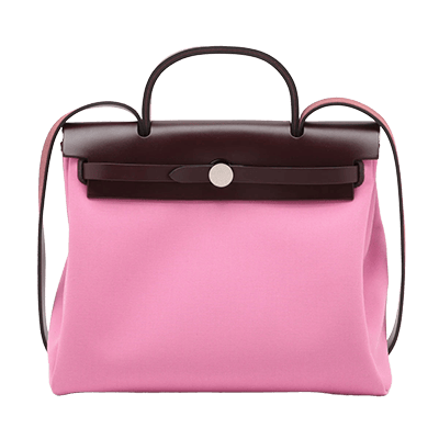 エルメス エールバッグジップPM トワルオフィシエ×カーフレザー ピンク シルバー