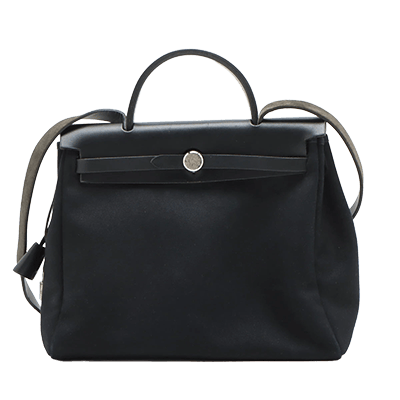 エルメス エールバッグPM トワルオフィシエ×カーフレザー ブラック シルバー