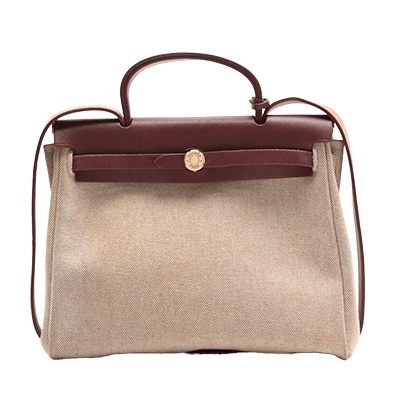 エルメス エールバッグPM トワルアッシュ×レザー ボルドー ゴールド