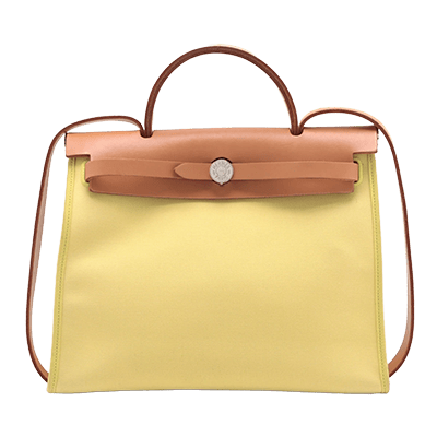 エルメス エールバッグジップPM トワルオフィシエ×カーフレザー イエロー シルバー