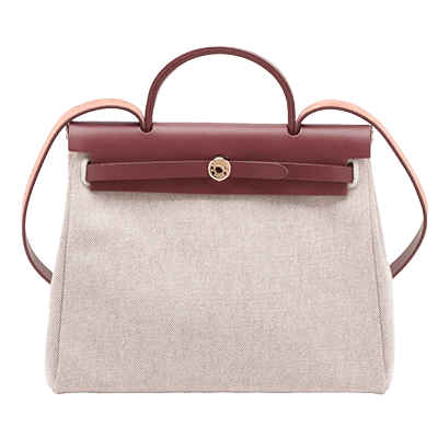 エルメス エールバッグPM トワルアッシュ×レザー ボルドー ゴールド