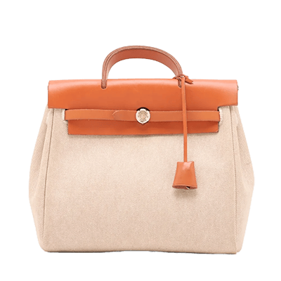 エルメス エールバッグアドPM トワルGMxカーフレザー ブラウン シルバー