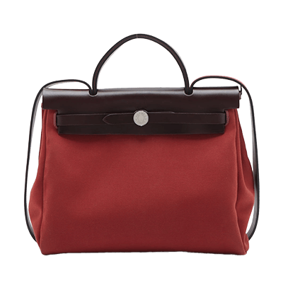 エルメス エールバッグジップPM トワルミリタリー×レザー レッド シルバー