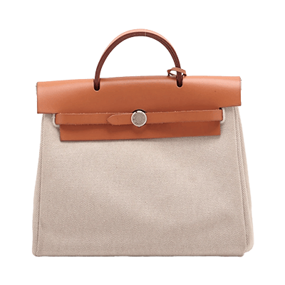 エルメス エールバッグアドPM トワルアッシュ×レザー ブラウン シルバー