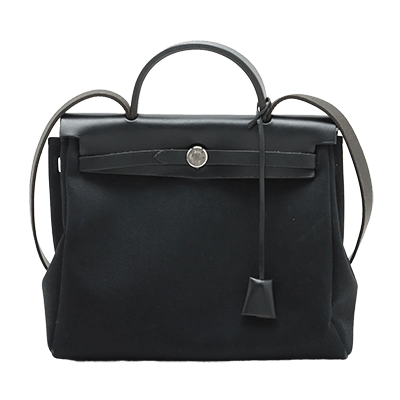 エルメス エールバッグPM トワルオフィシエ×カーフレザー ブラック シルバー