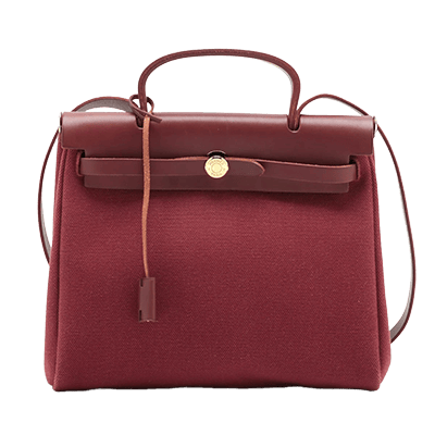 エルメス エールバッグPM トワルアッシュ×レザー ブラウン ゴールド