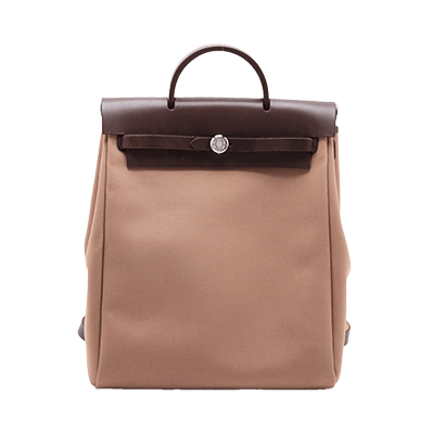 エルメス エールバッグアドPM トワルオフィシエ×カーフレザー ブラウン シルバー