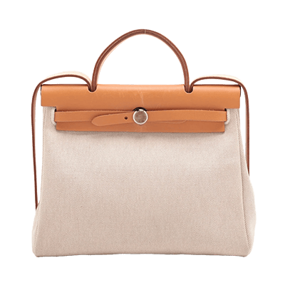 エルメス エールバッグPM トワルアッシュ×レザー ベージュ シルバー