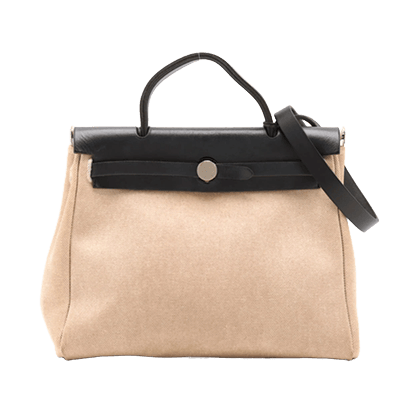 エルメス エールバッグPM トワルアッシュ×レザー ブラック シルバー