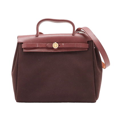 エルメス エールバッグPM トワルオフィシエ×カーフレザー 2WAYショルダーバッグ ブラウン ゴールド