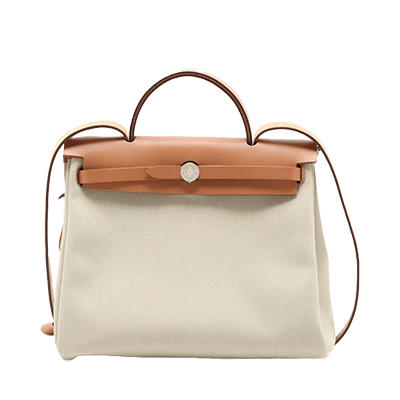 エルメス エールバッグジップPM トワルアッシュxレザー ベージュ シルバー