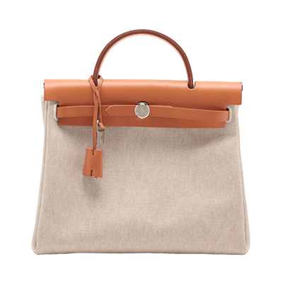 エルメス エールバッグPM トワルアッシュ×レザー ベージュ シルバー