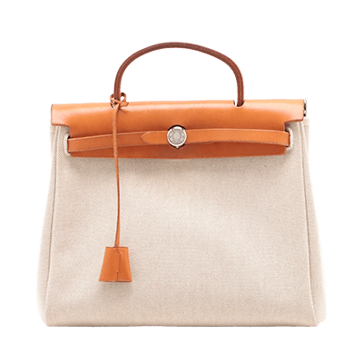 エルメス エールバッグPM トワルアッシュ×レザー ベージュ シルバー