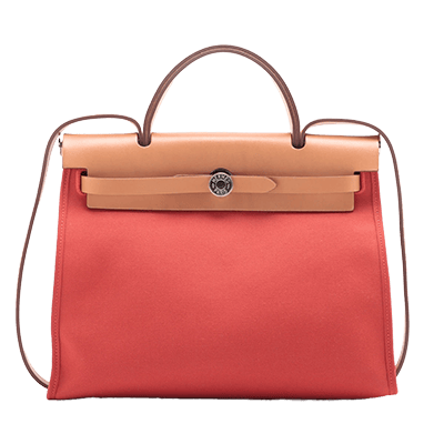 エルメス エールバッグジップPM トワルミリタリー×レザー レッド シルバー