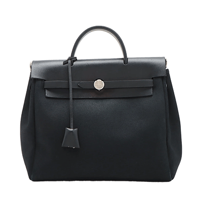 エルメス エールバッグアドPM トワルオフィシエ×カーフレザー ブラック シルバー