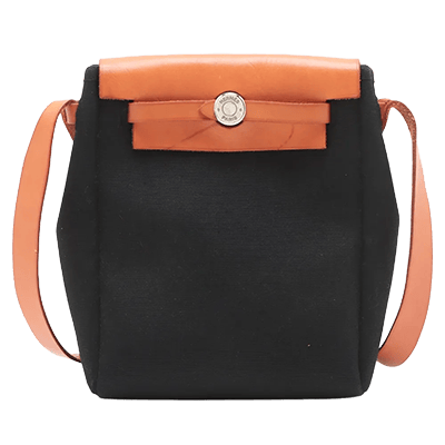 エルメス エールバッグTPM トワルオフィシエxレザー ブラックxベージュ シルバー