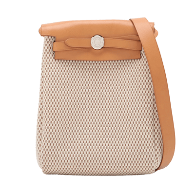 エルメス エールバッグTPM トワルGM×カーフレザー ベージュ シルバー