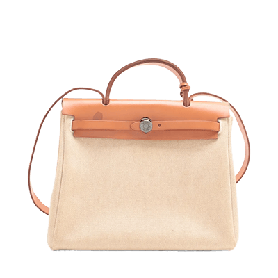 エルメス エールバッグPM トワルアッシュxレザー ベージュ シルバー