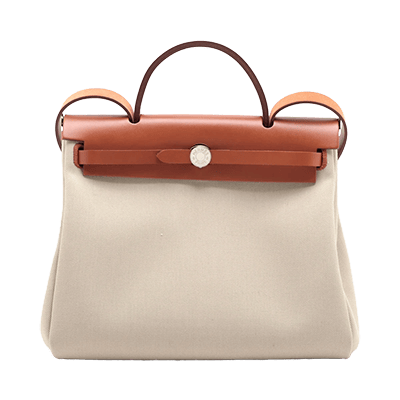 エルメス エールバッグジップPM トワルアッシュ×レザー ベージュ シルバー