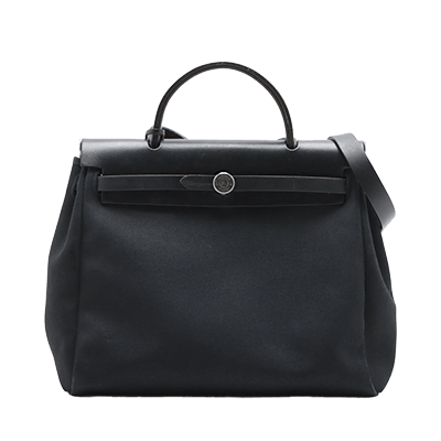 エルメス エールバッグPM トワルオフィシエ×カーフレザー ブラック シルバー