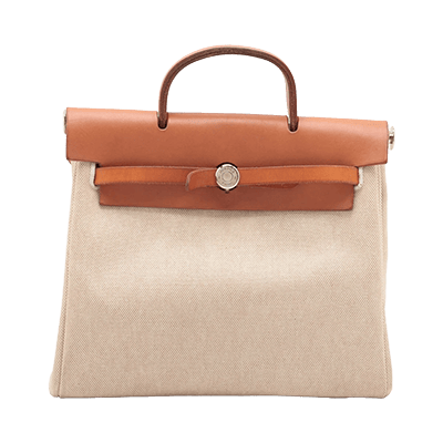 エルメス エールバッグアドPM トワルアッシュ×レザー ベージュ シルバー