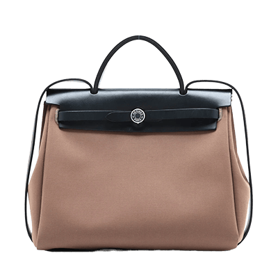 エルメス エールバッグジップPM トワルオフィシエ×カーフレザー ブラウン シルバー