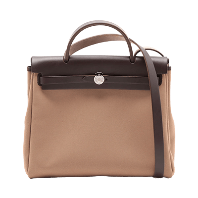 エルメス エールバッグPM トワルオフィシエ×カーフレザー ブラウン シルバー