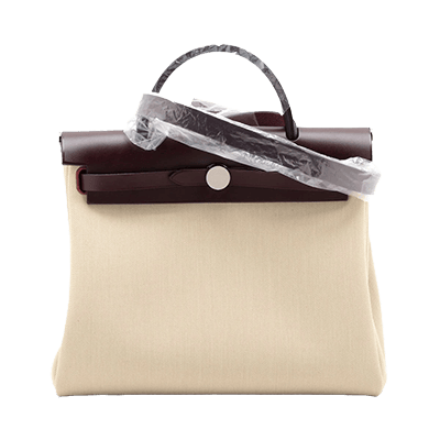 エルメス エールバッグジップPM トワルアッシュ×レザー ルージュセリエ シルバー