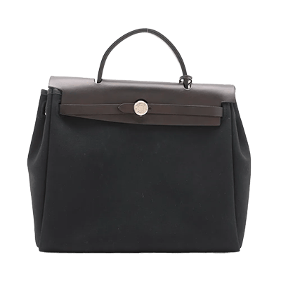 エルメス エールバッグPM トワルオフィシエxレザー ブラック シルバー