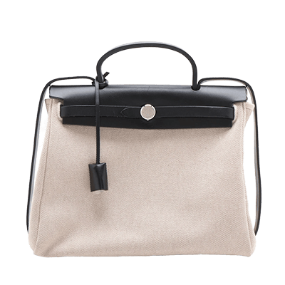 エルメス エールバッグPM トワルアッシュ×レザー ブラック シルバー