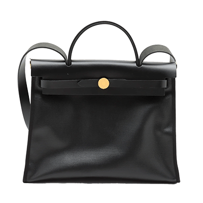 エルメス エールバッグジップPM トワルアッシュベルリンヌ×カーフレザー ブラック ゴールド