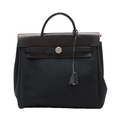 エルメス エールバッグPM トワルオフィシエ×カーフレザー ブラック シルバー